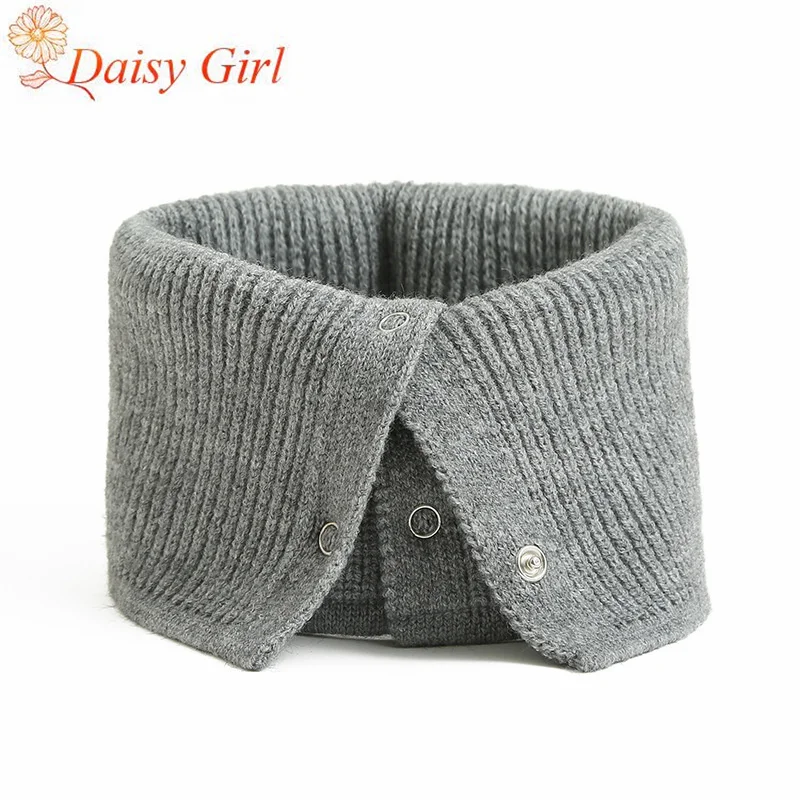 

Зимний однотонный вязаный шарф, женский шарф в корейском стиле, универсальный чехол на шею, простой простой однотонный шарф с высоким воротом