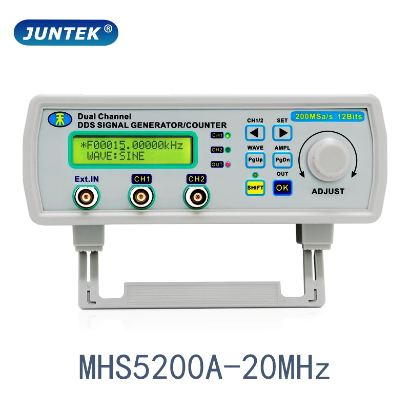 

JUNTEK MHS5200A20MHz DDS Function Signal Generator Digital Control Dual-channel Frequency counter/meter Arbitrary waveform pulse