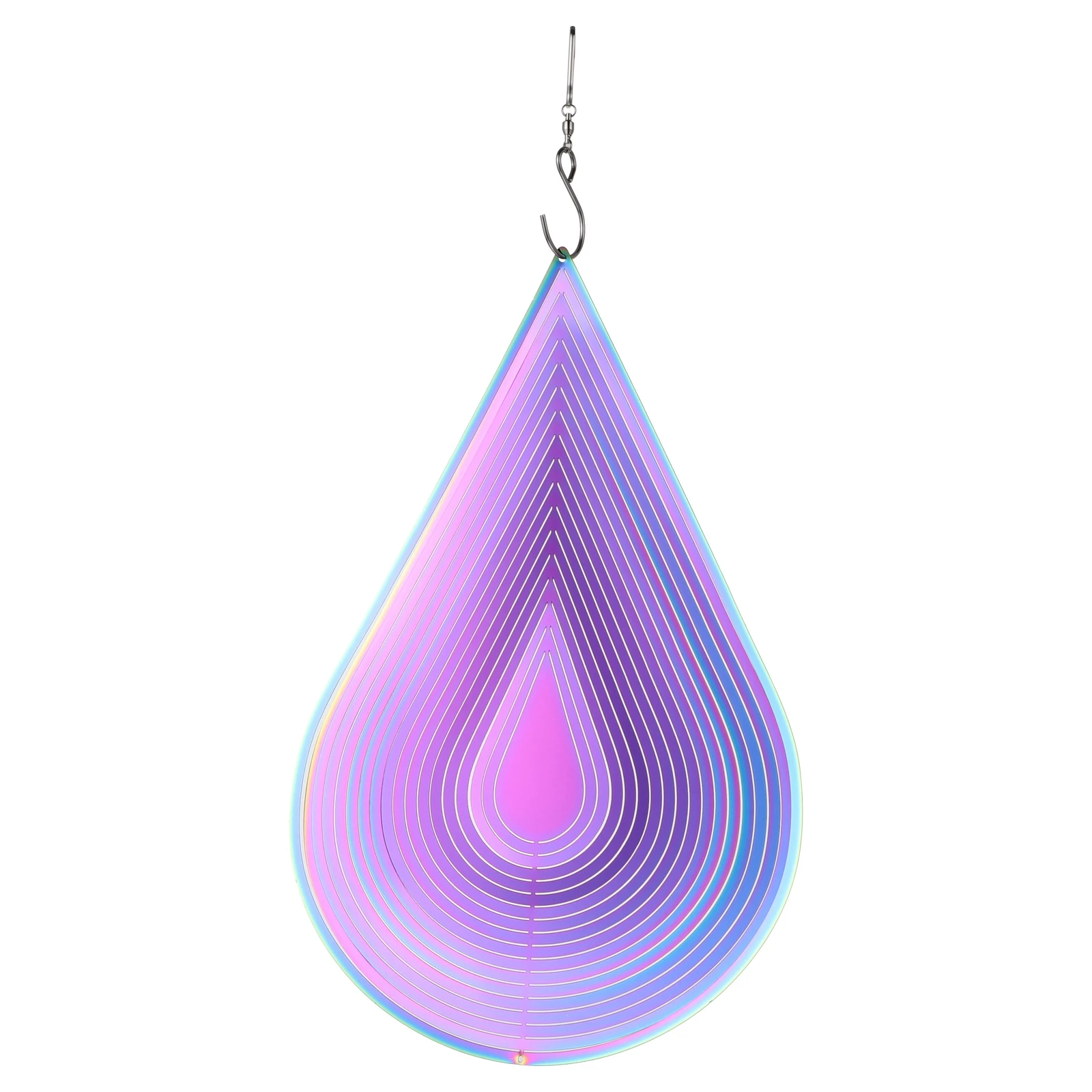

3D Rotating Metal Wind Bell Colorful Water-Drop Shape Hanging Decor Balcony Living Room Pendant Metal Wind Bell