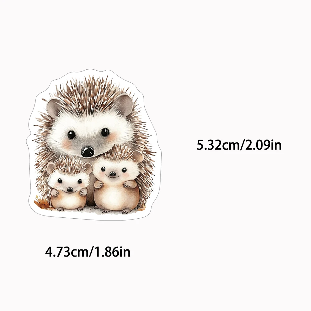 50PCS Cute Cartoon Warm Hedgehog Family Stickers Cute and Fun Little Hedgehog Loves Flowers Daily Decoration Scrapbook Laptop