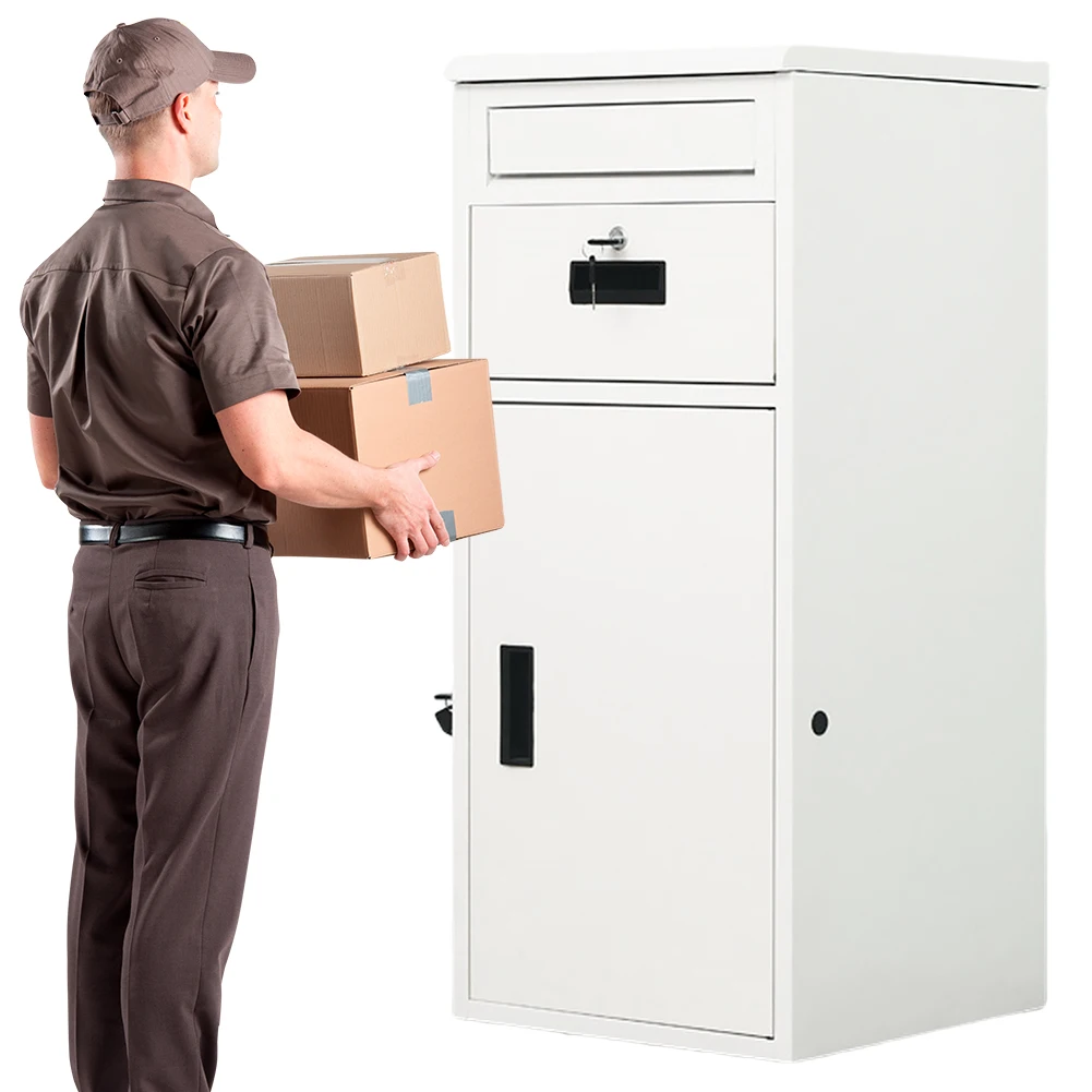 

Outdoor Storage Box with Lockable Secure Anti-Theft Parcel Drop Boxes Rustproof Package Drop Container for Home Office Apartment