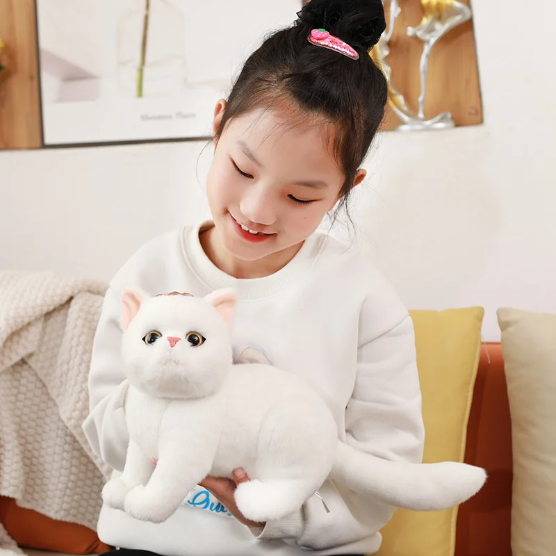 Simulation Pillow Cat Plush Toys Realistic Animal Gray White Kitten Pet Doll Children Home Decor Holiday Birthday Gift