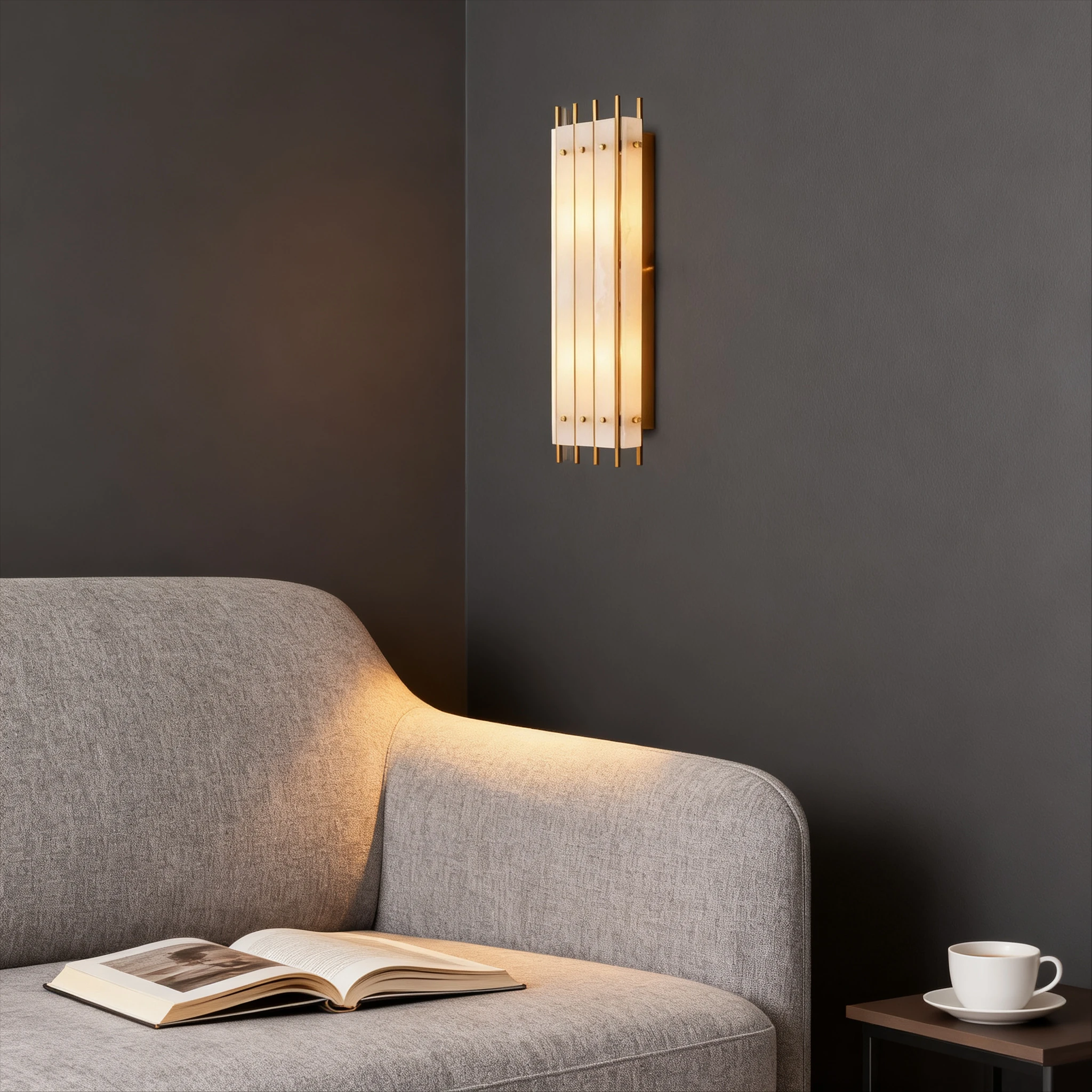 

LED Spanish Natural Marble Wall Lamp Copper Lighting for Living Room Bedroom Corridor Dining Room - Modern Style Indoor Decor