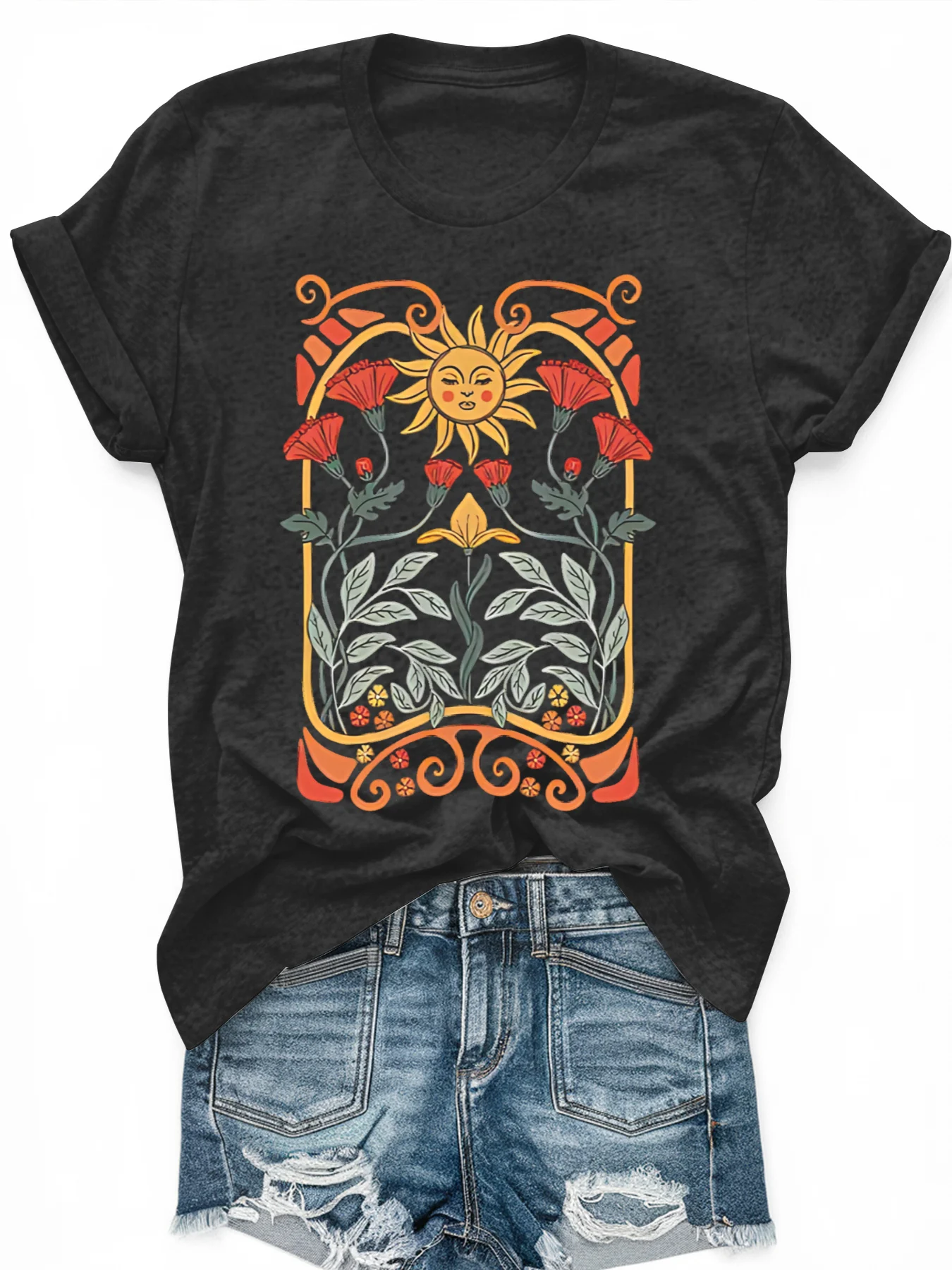 

Women's large-size printed short-sleeved T-shirt, loose and casual, soft, comfortable and breathable, outdoor sports