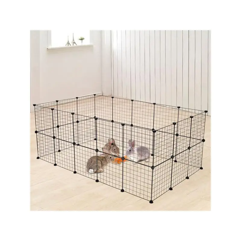 Portable Metal Wire Playpen for Small Animals - Indoor Cage & Yard Fence for Guinea Pigs & Rabbits - 24 Panels + 8 Free Panels