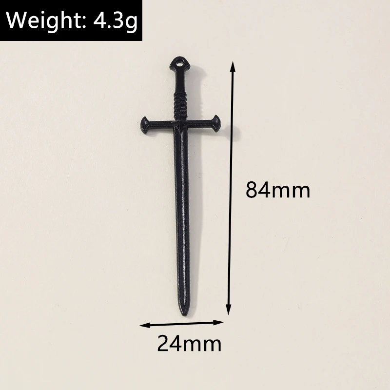Leslie 10 Stück 24*84mm Steampunk Schwert Kreuz Charms Vintage Antik Silber Farbe Anhänger Halskette Schmuck Erkenntnisse Zubehör – Detail 1