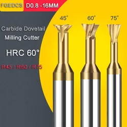 Fresa a coda di rondine in metallo duro utensile CNC 45 60 75 gradi 4mm 6mm 8mm 10mm 12mm utensili per la lavorazione dell'acciaio al tungsteno per fresa in metallo