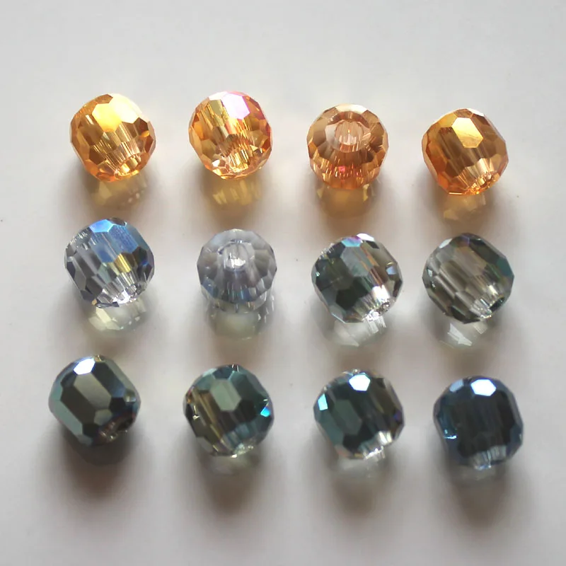 Big Hole Beads Wholesale 10mm 12mm 14mm Crystal Glass Round Ball Bead Faceted For DIY Making Fashion Jewelry Accessorise 20pcs