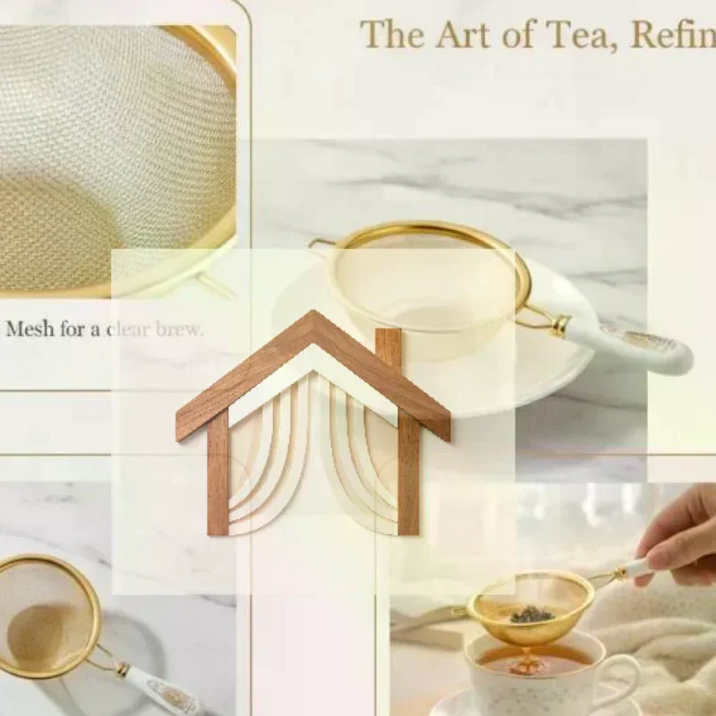 Easy to Use Stainless Steel Dual Mesh Tea Strainer Reusable Loose Leaf Tea Filter with Ceramic Handle Gift Option
