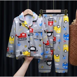 Autumn Y2K Children's Pajama Set for Boys and Girls Thin Long Sleeved Pants Cartoon Car Children's Home Clothing Set