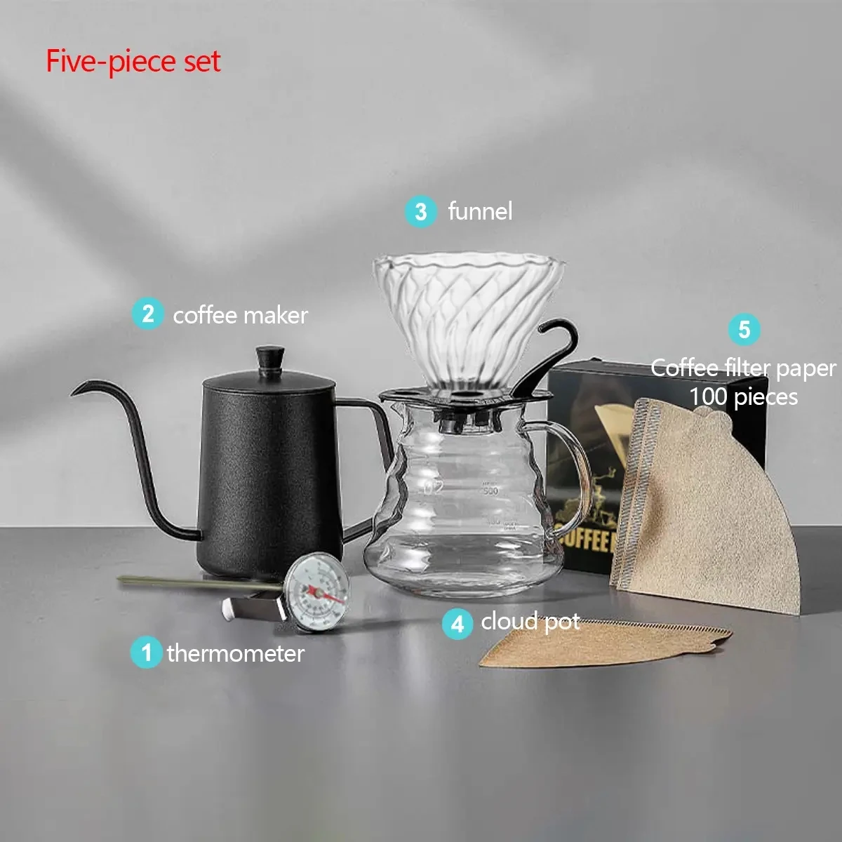 5/6/7pcs-Fashion Portable Coffee Set Grinder Scale With Timer Pour Over Coffee Kettle Drip Coffee Maker Accessories Gift