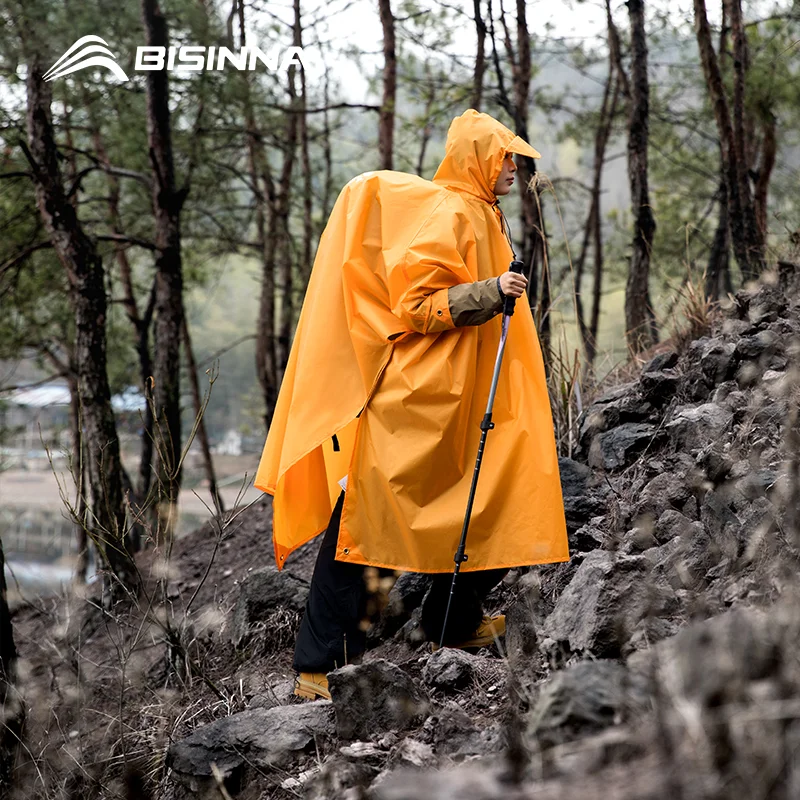 

BISINNA 3 in 1 Multifunctional Raincoat Waterproof Rain Poncho Outdoor Sunshade Tarp Camping Mat Hiking Fishing Travel
