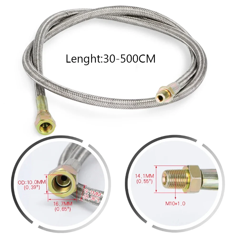 30-500CM Turbo Inlet Feed Line Kit 0-90° Drain Return LineTurbine Oil Feed Line Kit Oil Return Line Kit Braided Fuel Oil Line