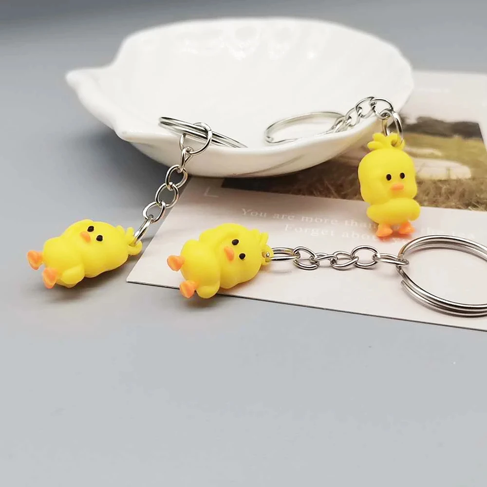 Mini Cartoon Cute Little Duck Pendant Key Rings Key Chain Keychain