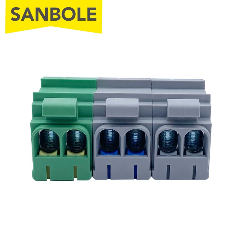 2pcs Terminal 50mm2 800V High Current JUT10-50/2 DIN Rail Mounted Aluminium Block Two Enter Two Come Electrical Connection Cable