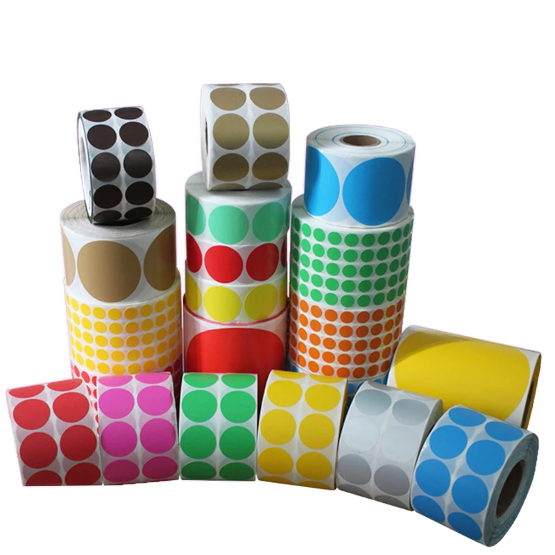 Color Round Circle Thermal Sticker Adhesive Paper Supermarket Price Blank Barcode Label Direct Print Waterproof