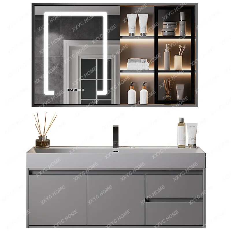 Whole Washbin Bathroom Cabinet Mirror Cabinet Set Modern Minimalist Bathroom Wash Wash Basin Cabinet Combination Light