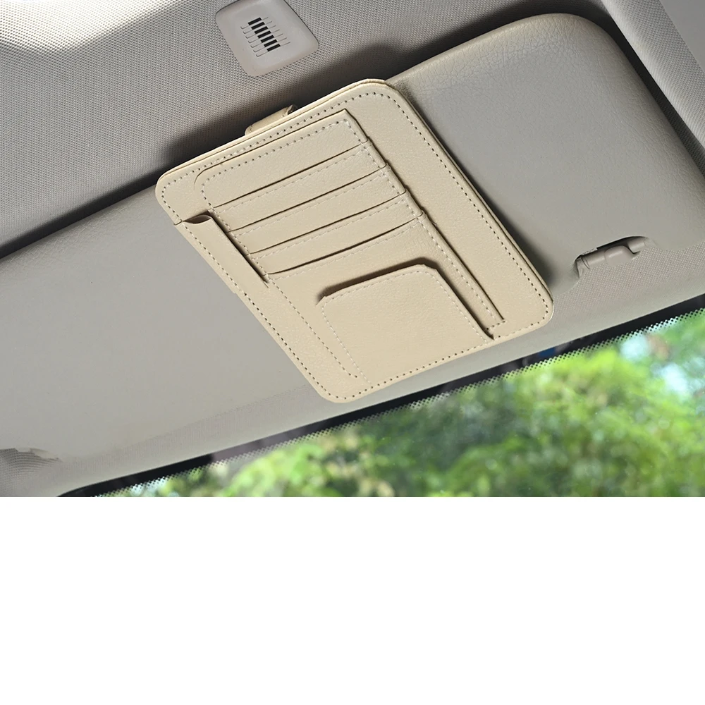 JFBONIN Auto-Sonnenblenden-Organizer mit Mehrfach-Taschen, Visitenkarten-Aufbewahrung, Sonnenbrillenhalter, Sonnenblenden-Zubehör für den Autoinnenraum – Detail 12