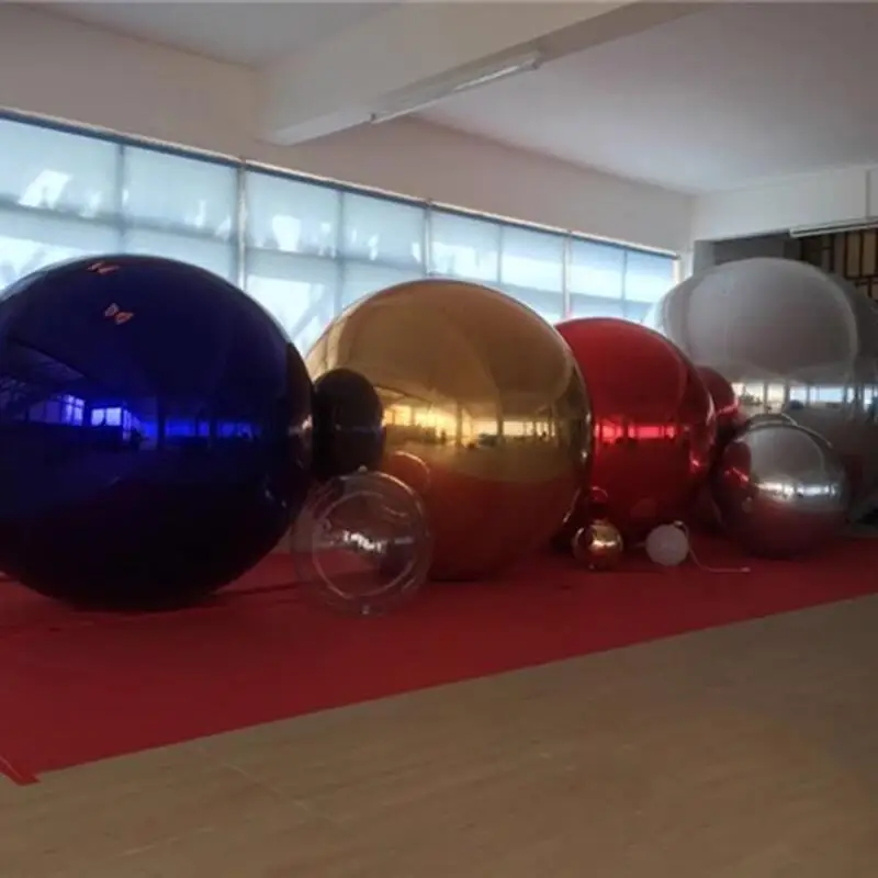 Double layer PVC material 1.5m Silver Giant Inflatable Mirror Ball Inflatable Reflective Balloon For Wedding Event