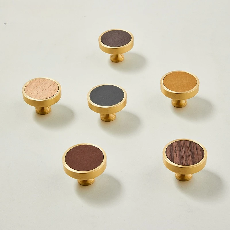 

French Luxury Single Hole Cabinet Handle Wood Grain Modern Minimalist Drawer Pull