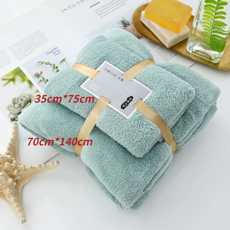 Coral Velvet Towel Set Bath Towel Household Large Size Water Absorbing Quick Drying Swimming Beach Towel Bathroom Accessories