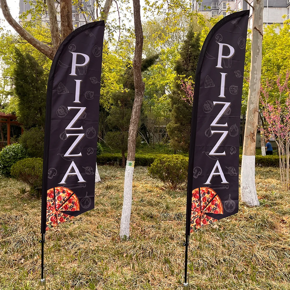 Hot Pizza Shop Feather Flag for Restaurant Outdoor Advertising Store Swooper Banner Entryway Not Include Stand view 5