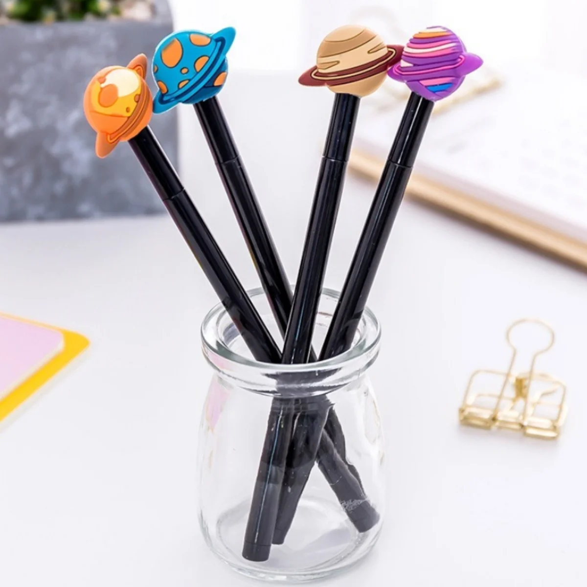 60 Pcs Planet Neutral Pens Set Black Ink Writing Tools Neutral Pens for Writing Cute Office School Supplies Stationery Wholesale