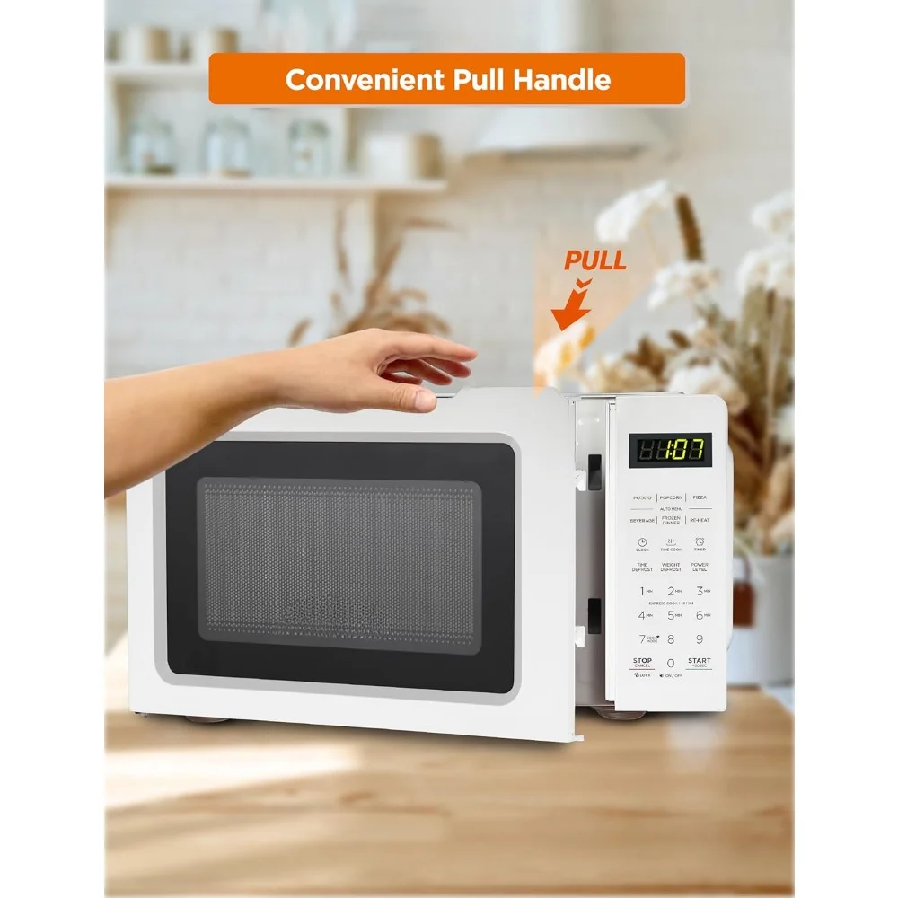 Microwave Ovens with Removable 9.5 Turntable, 0.7 Cu 6 One-touch Quick Cook & 10 Cooking Power Levels, Desktop Microwave Ovens