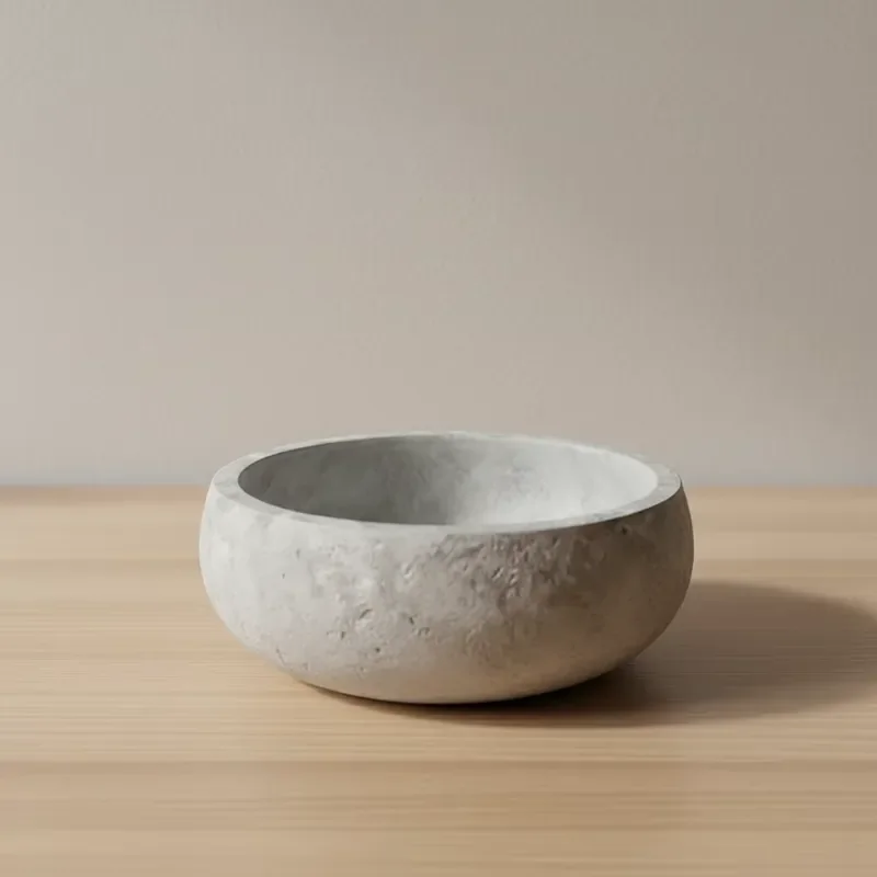Environmentally friendly custom-made concrete fruit bowls with marble design, suitable for family kitchens