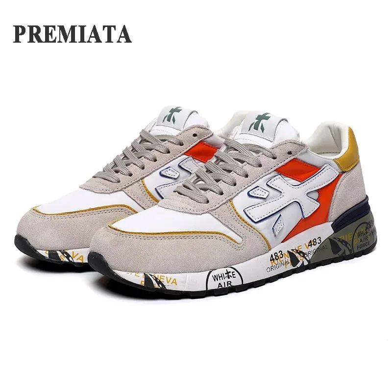 Premiata tênis masculino esporte ao ar livre moda design de luxo respirável impermeável multi-cor elemento tendência rendas sapatos casuais