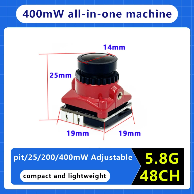 SLONWAKE FPV 5.8G 400mW 올인원 기계 과열 보호 기능 DC 5-24V 12g 카메라 1500TVL RC 드론용
