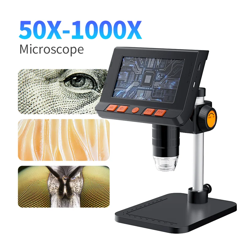 LCD Digital Coin Microscope 1000X Magnification Zoom USB Stereo Microscope Camera with Adjustbale Stand Compatible with PC