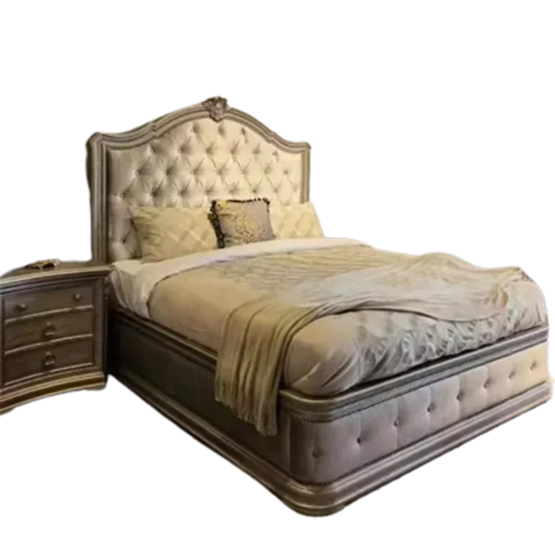 

Queen Size Royal Bed Frames European Luxury Castle Wood Headboard Twin Bed Frame Platform Sleeping Furniture