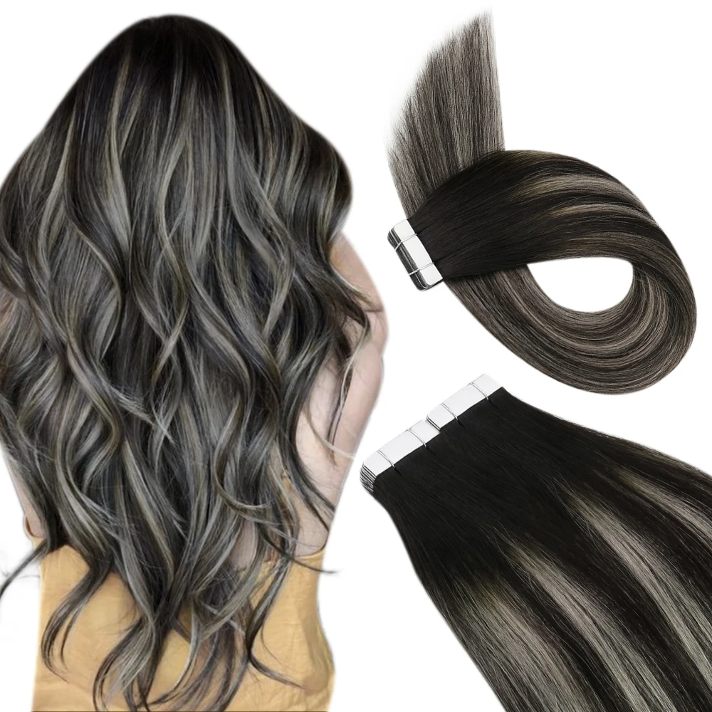 Ugeat Tape in Hair Extensions Menselijk Haar Echte Natuurlijke Braziliaanse Remy Haar Steil Naadloze Huid Inslag Voor Vrouwen Balayage 20 P/40 P