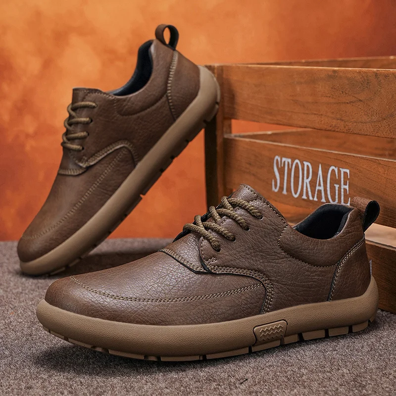 

Men's Soft Soled Casual Shoe Autumn Comfortable Business Flat Shoes Lightweight Work Shoes Slip Cover Driving Shoes Lace Up 2025