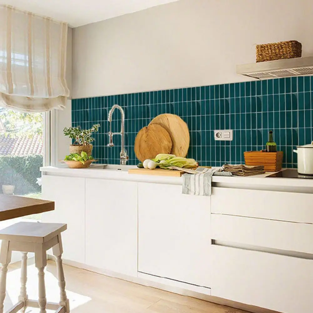 Kitchen Tile Decals 5 Pcs 3d Tile Wall Stickers Set Waterproof Self-adhesive Wall Decals Oil-proof for Kitchen