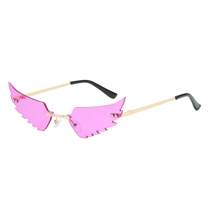 2024 new rimless glasses personalised wings runway fashion women's sunglasses