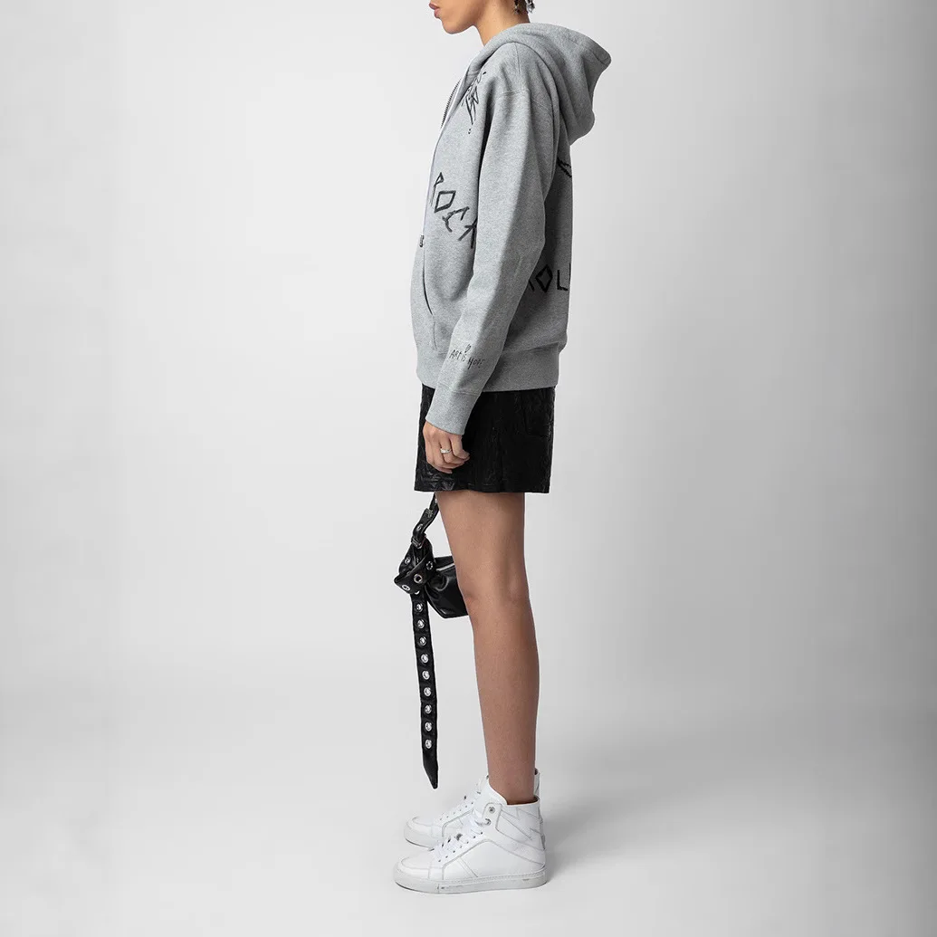 شتاء جديد وصول الفرنسية المتخصصة ZV كامل الكتابة على الجدران إلكتروني طباعة الصوف جاكيت زيبرا المرأة مقنعين البلوز