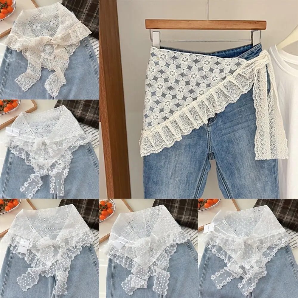 Embroidered Flower Lace Flower Hair Scarf Chic Bohemian Lace Mini Skirt Casual Y2K Streetwear Hollow Out Skirt Jeans Decoration - view 2