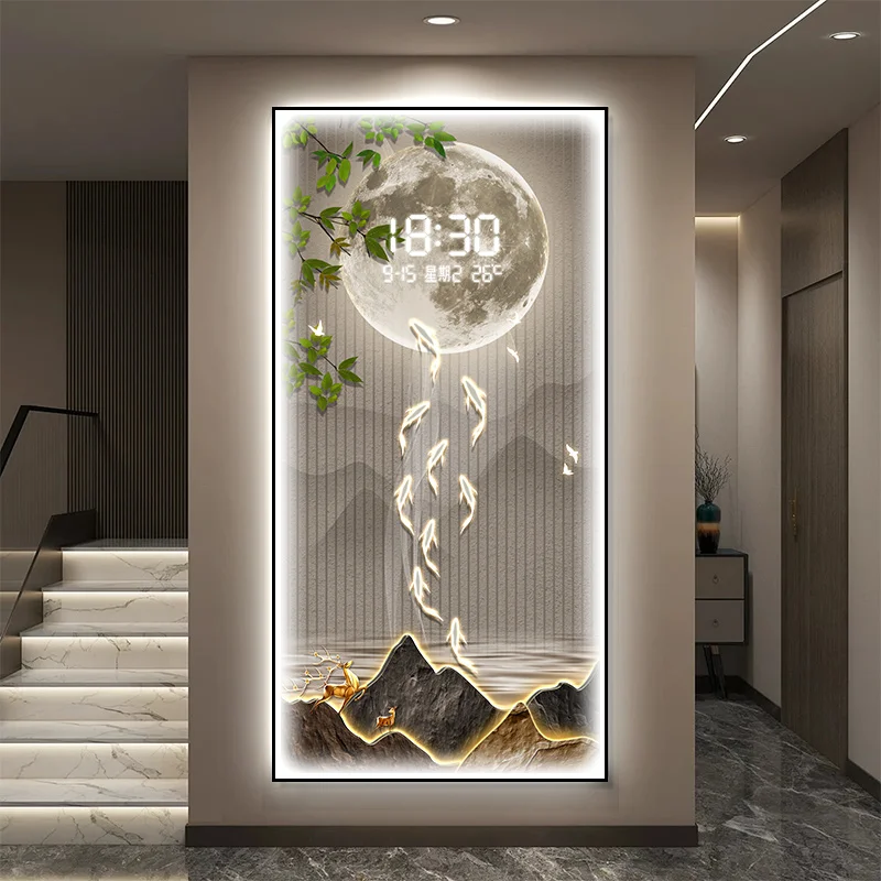 ديكورات الغرفة تصميم الغرفة الفاخرة الجدار المكونات في نموذج مع الضوء وجهاز التحكم عن بعد غرفة المعيشة الديكور ساعة الحائط الداخلية