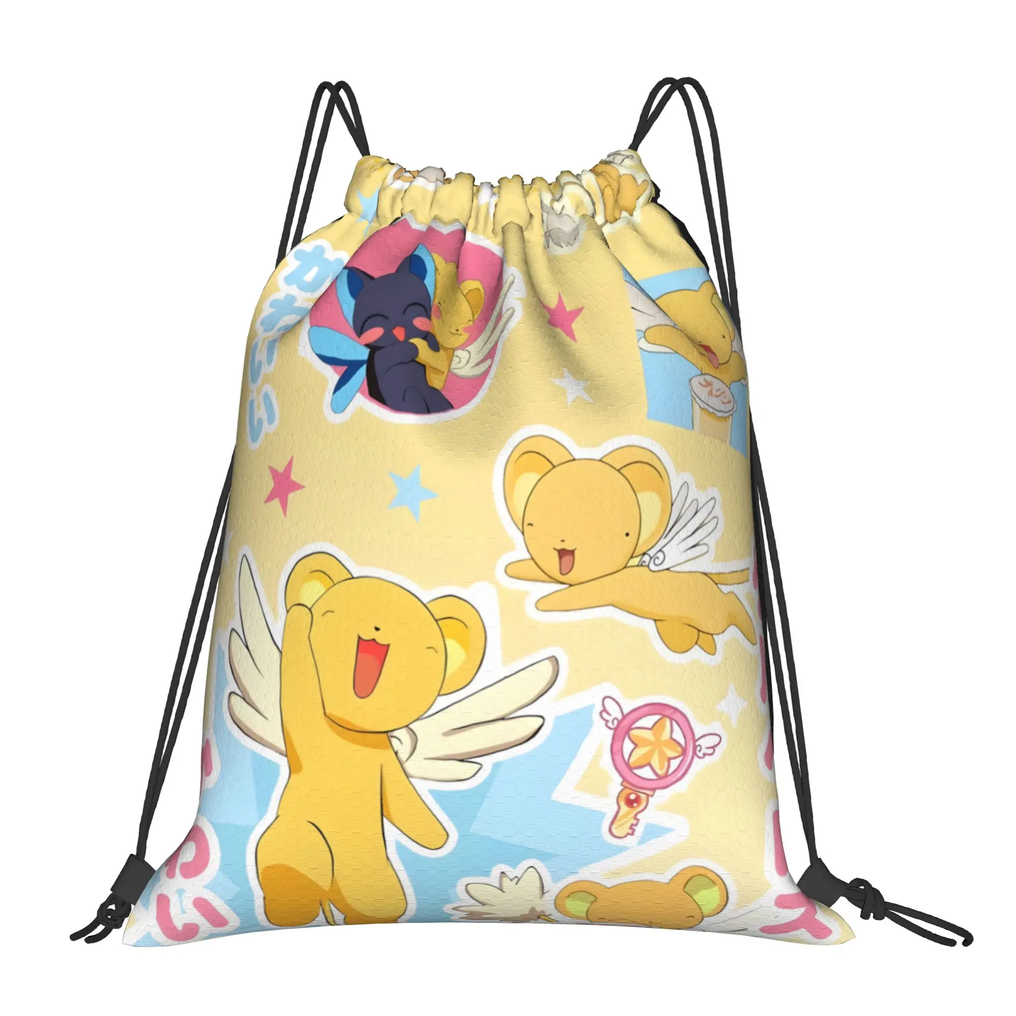 1 pc Kero Stickers Cardcaptor Sakura Portable Shopping Drawstring Bags Storage Backpacks