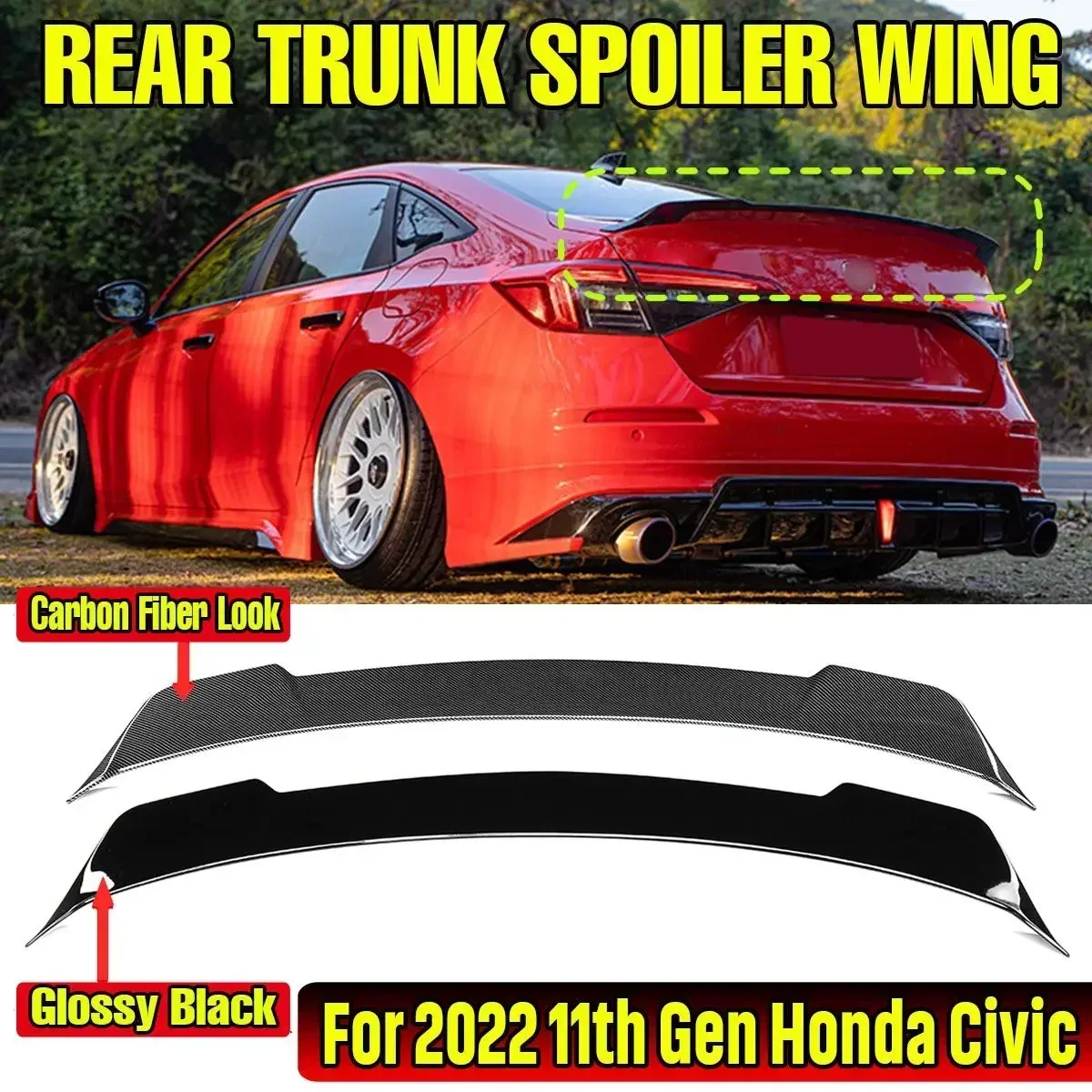 YF Style Car Rear Trunk Spoiler Lip Boot Wing Lip For Honda Civic 11th 4 Door Sedan 2022 Up Rear Spoiler Lip Extension Body Kit