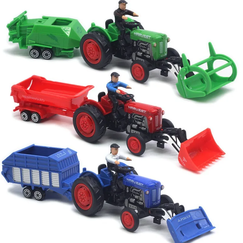 1:48 Alloy Retro Farmer Car 7pcs Combination Set Model Toys for Kids Agricultural Tractor Farm Toy Trucks Vehicles Farm Tractor