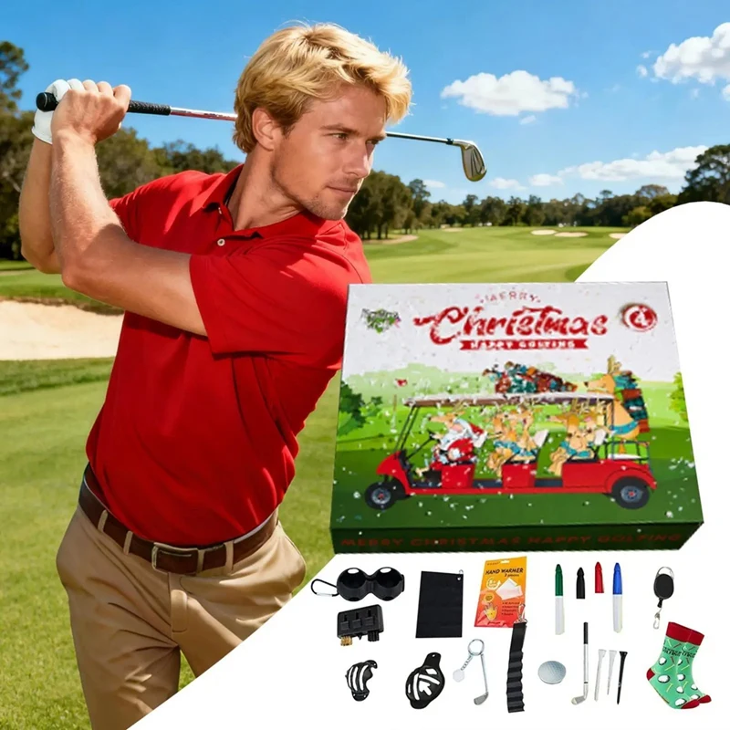 Golf Calendar Advent 2025 Golf Decorations Advent Small Sports Tools Christmas Calendar for Shelf Desk Office LivingRoom-VVNB