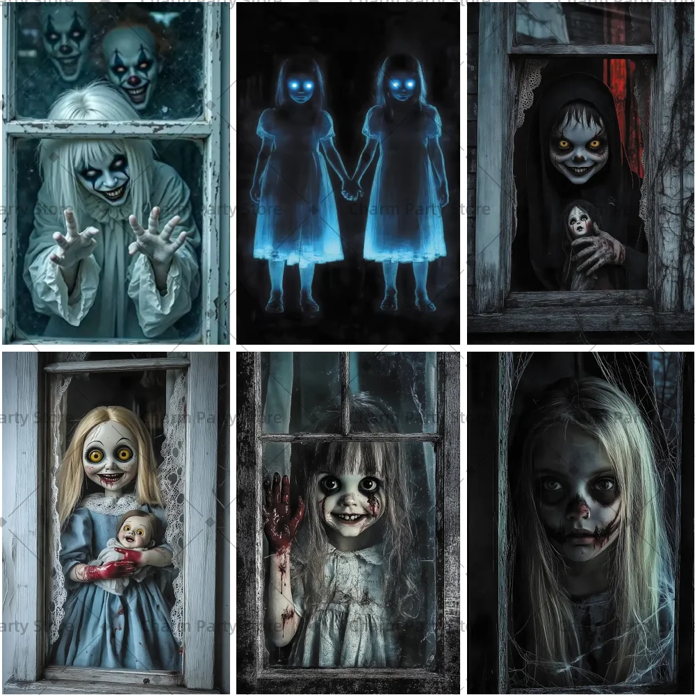 

Halloween Broken Window Banner Horror Hanging Decor Halloween Festival Family Party Supplies Horror Ghost Scary Dolls Room Decor