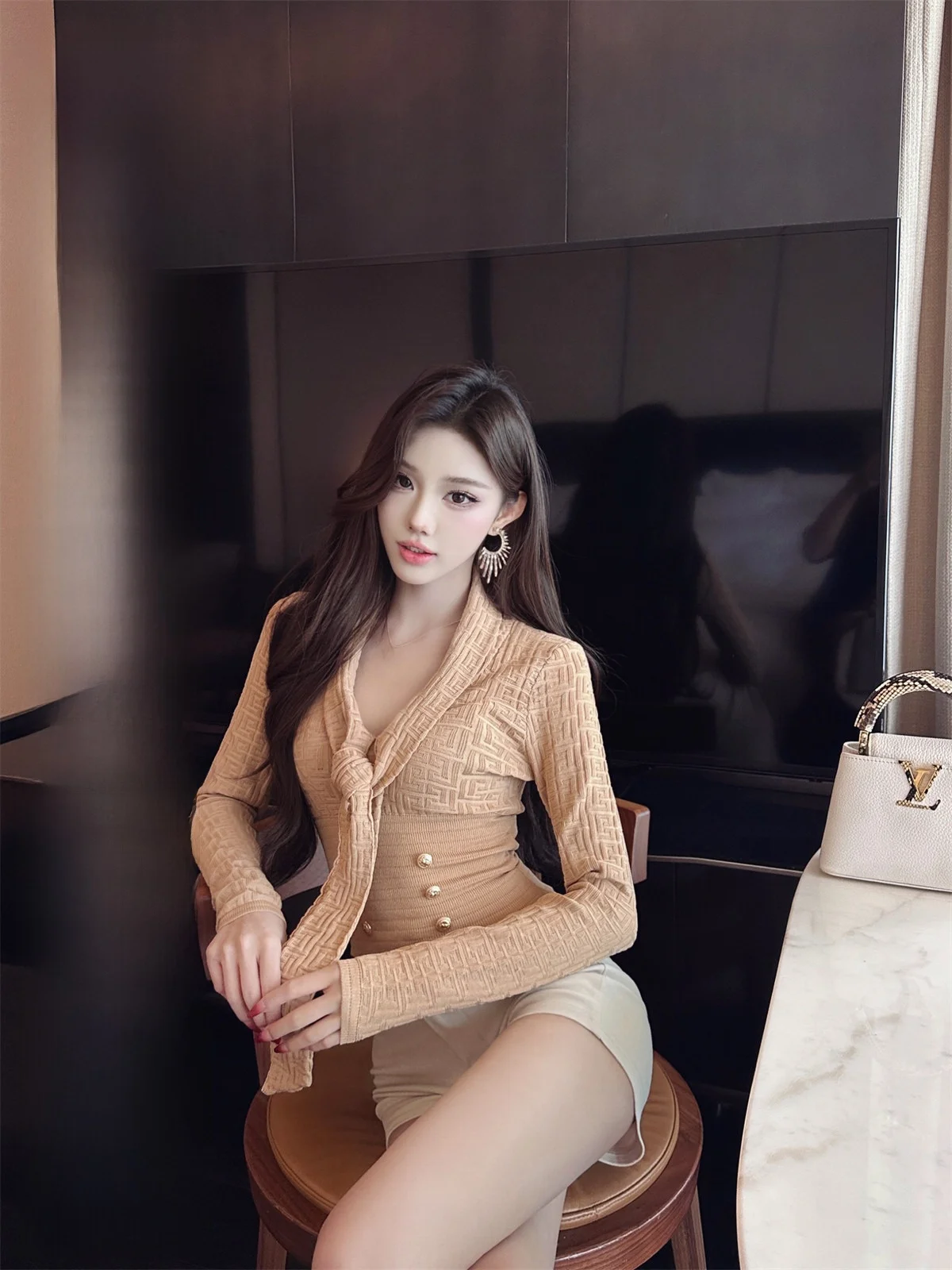 

Женский вязаный свитер Spicy Hotdog с двойной планкой на пуговицах, универсальный, для повседневной носки, с индивидуальным дизайном