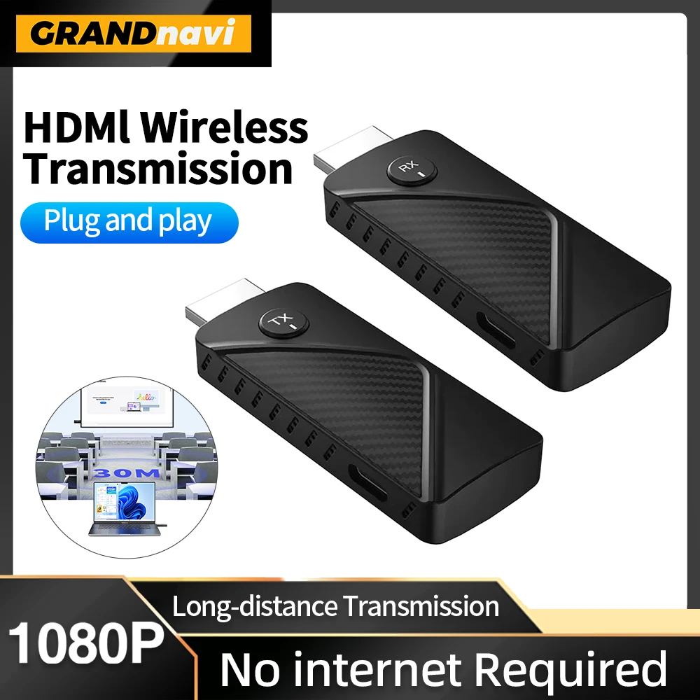 

Wireless HDMI Transmission 30M Video and Receiver Extender Kit TV Stick Dongle Adapter Cable Screen Mirror for Camera PC To TV