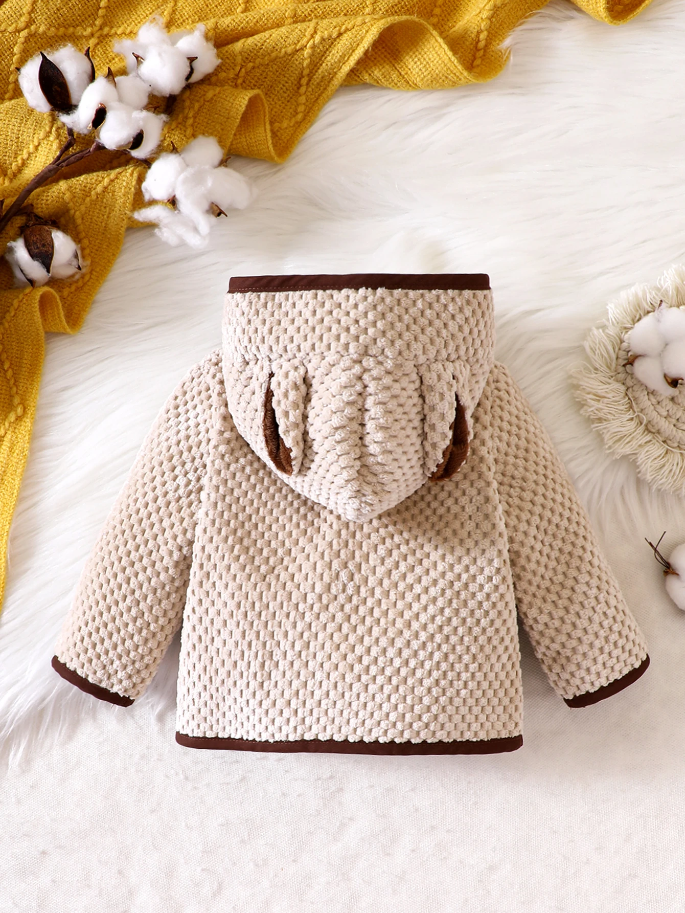 Spring And Autumn Season Girls And Boys Round Neck Hooded Long Sleeve Button Coat Fashion And Warm Infant Toddler