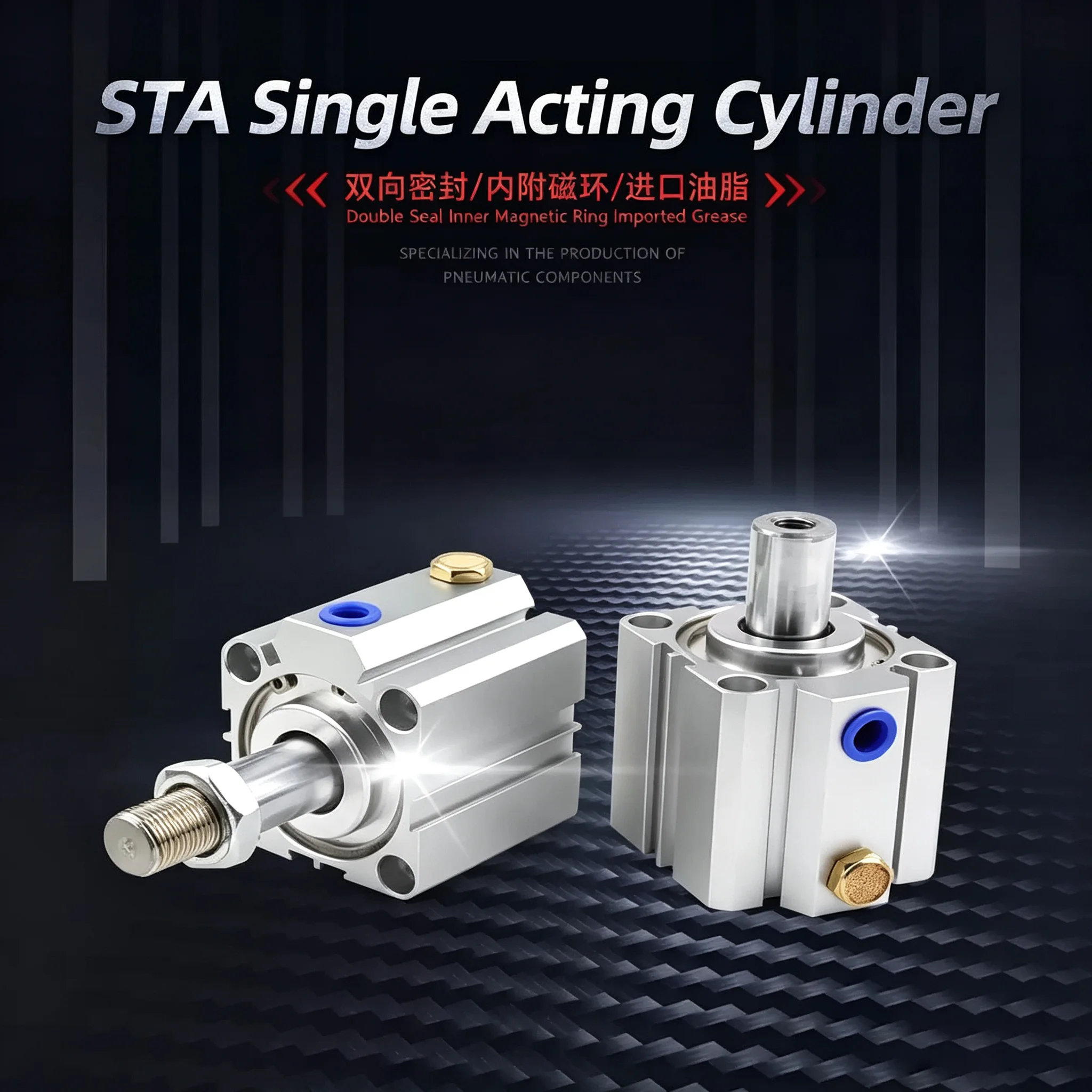 STA20/25/32/40X5/10/15/20/25/30/40/50 High Quality STA Type Pneumatic Cylinder Cylinder Single Acting Cylinder Spring Press Out