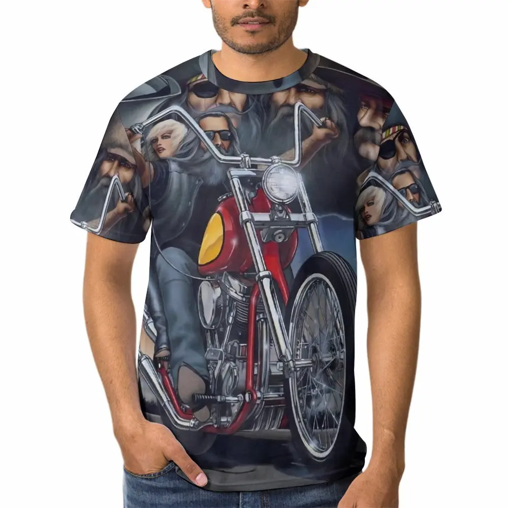 Summer Vintage Men's T Shirt 3d Retro Motorcycle Oversized Tshirts For Men Clothing Biker Racing T-shirts Motor Tees Tops